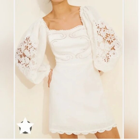 Farm Rio off-white embroidered euroflax premium cotton mini dress size XXS - Picture 6 of 6